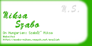 miksa szabo business card